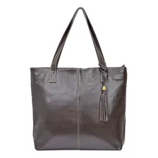 Bolsa Feminina Grande Marrom Café Shopbag Couro Legítimo Cor Marrom-escuro