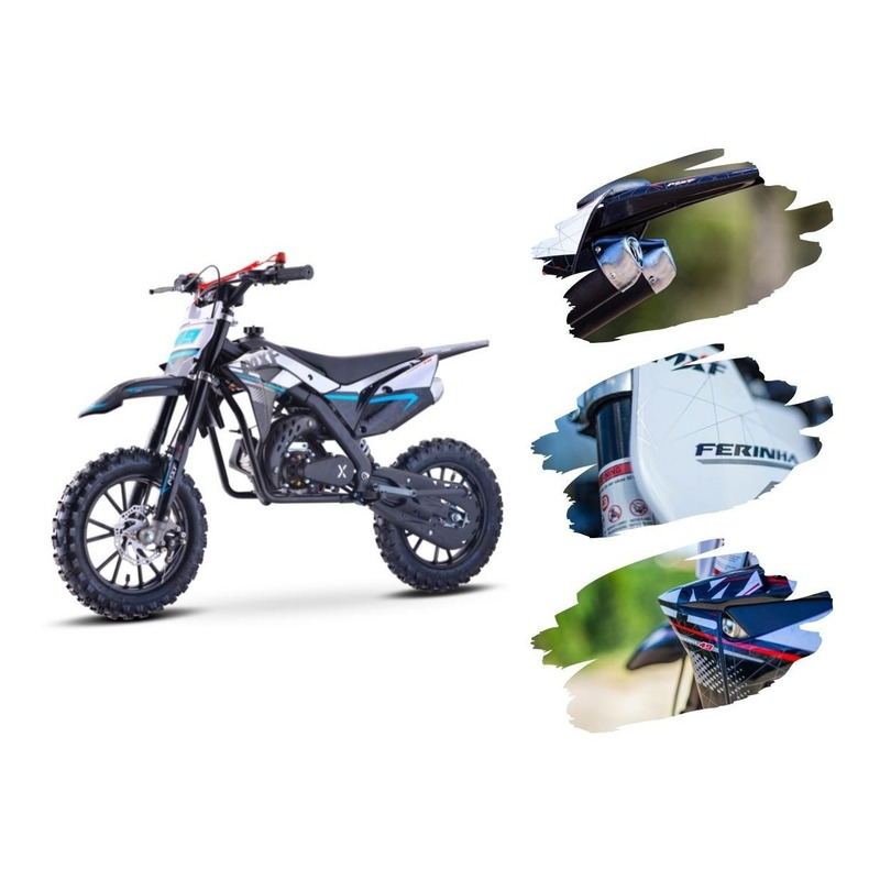 Mini Moto Infantil Gasolina 2 Tempos 49CC Cross Trilha Off Road Importway  DTCR-008 Dirt Preta - BEST SALE SHOP