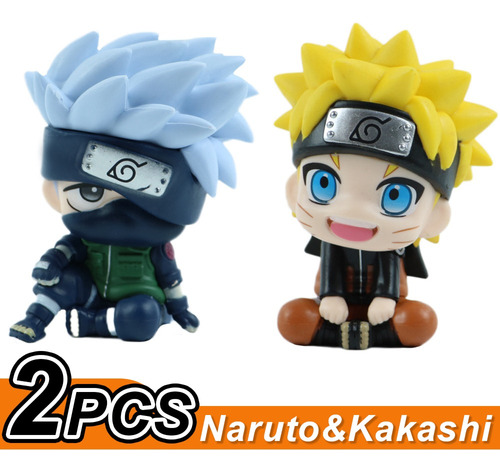 2pcs Naruto Kakashi Figura Q Versión Muñecas Juguetes Adorno 