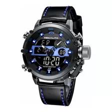 Reloj Hombre Megalith 8051 Cuarzo 45mm Pulso Negro En Cuero