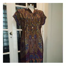 Hermoso Vestido Seda Estampada- Como Nuevo-