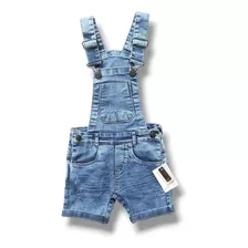 Jardineira Macacão Bermuda Infantil Jeans Menino 