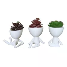 Vaso Decorativo Robert Planta Para Suculentas - Kit 3 Vasos
