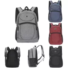 Mochila Masculina Grande Reforçada Trabalho Viagem Escolar Cor Azul Desenho Do Tecido Liso