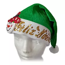 Gorros De Navidad Escarchado Feliz Navidad Pompom 42cm