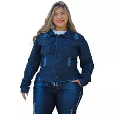 Jaqueta Jeans Plus Size Feminino Detalhe Botão G1 G2 G3 Mc