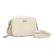 Bolsa Transversal Selten Bolsa Pequena E Lateral Design Lisa De Sintético Creme Com Alça De Ombro Creme