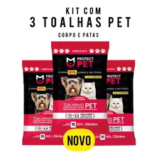 Toalha Umedecida Para Cães E Gatos Corpo E Pata Kit 3 Pet