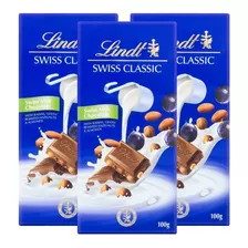 Chocolate Lindt Swiss Classic Leche Con Almendras 100 Gr. X3