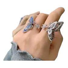 Hermoso Par De Anillos Para Dama Alas De Mariposa Elegante