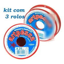 Linha De Pesca Monofilamento Nylon 100m Kit Com 3 0,25