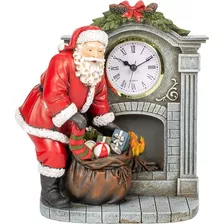 Santa Claus By Fireplace Mantel 8.25 Pulgadas Figura De Relo
