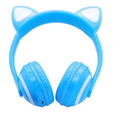 Fone Bluetooth Orelha De Gato Cor Azul-celeste