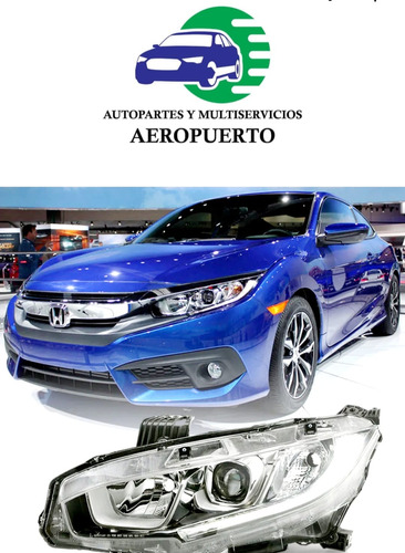 2016-2017-2018 Honda Civic Faro Foco Unidad Delantera Nueva! Foto 2