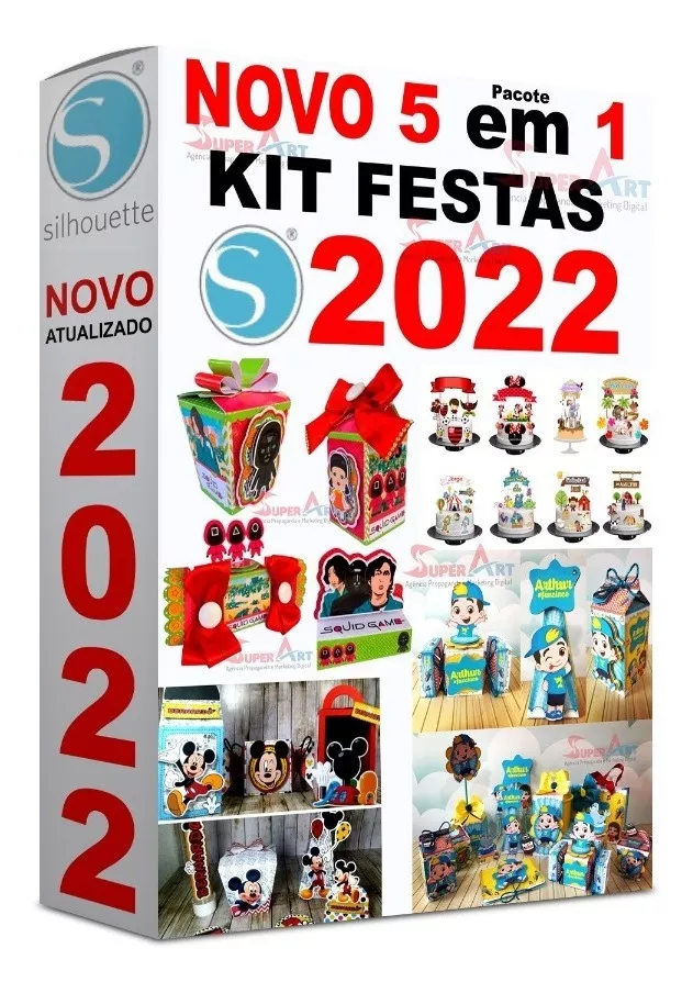 Kit Festas Prontas Arquivo Corte Silhouette + Topo De Bolo