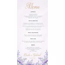 Menu / Cardápio Casamento Floral Lavanda Lilás Arte Digital