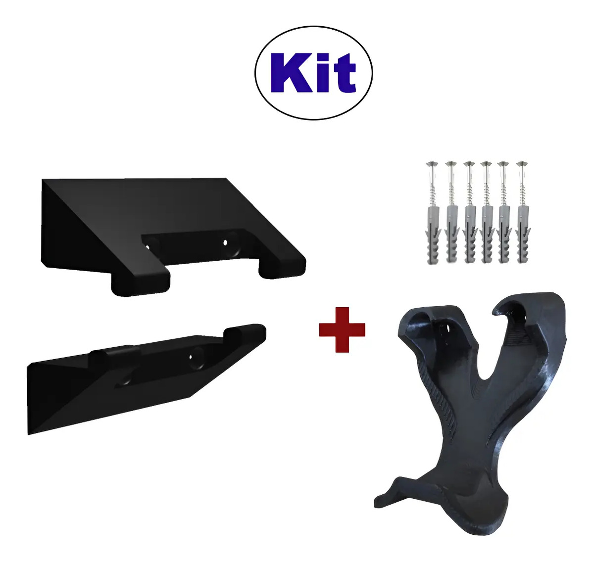 Kit Suporte Console Ps4 Fat + Suporte De Parede Controle Ps4 Preto