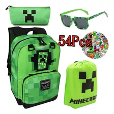 Mochila Escolar Para Estudiantes Minecraft Con Estuche Para