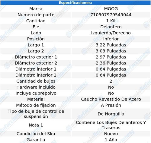 Buje Horquilla Del Izq/der Inf Moog Mark Vii 84 Al 92 Foto 3