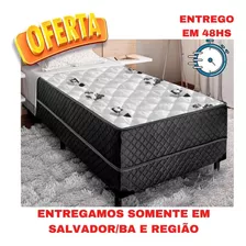 Cama Solteiro Box 88x188x52cm Acolchoada - Entrega Imediata 