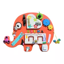 Tablero Sensorial Montessori Didactico Elefante Naranja