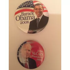 2 Broches Pins Eleições Estados Unidos 2008 Obama E Mccain