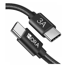 Cable Tipo C A Tipo C Carga Rápida 60w Nylon Trenzado 3a 1m Color Negro