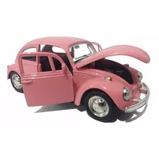 Carrinho Fusca Rosa De Ferro - Beetle - Miniatura 1/32