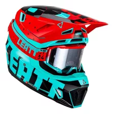 Capacete Leatt 7.5 Aqua/vermelho Brinde Óculos 4.5