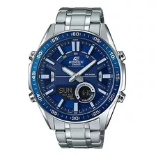 Relógio Casio Masculino Edifice Cronógrafo Prata Azul 