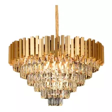 Lustre Pendente Vana Gold 3 Cristal L15 E14 Dourado Cristal 110v/220v