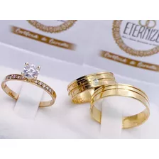 Par Alianças Ouro18k Com Brilhante Casamento Noivado 4mm 4gr