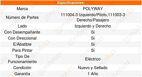 Set 2 Espejos Polyway Peugeot 308 15_16 Foto 3