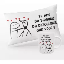 Almofada Caneca Flork Frase Meme Palito Te Amo Engraçada Top Cor Branco Desenho Do Tecido Flork Meme