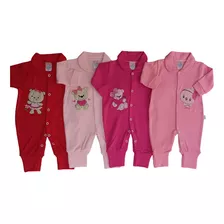 Roupas De Bebê Lote 4 Macacões Menina Tam M E G Suedine.