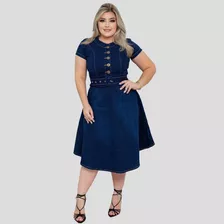 Vestido Jeans Midi Social P Ao Gg Elegante Evangelico 44 46