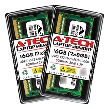 A-tech 16gb (2x8gb) Ddr3 1333mhz Sodimm Pc3-10600 2rx8 Dual