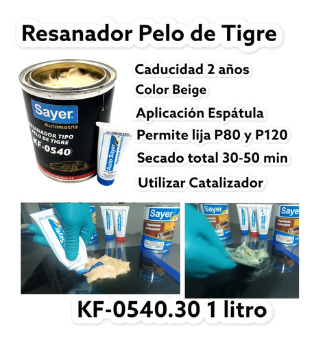 Resanador De Fibra De Vidrio Tipo Pelo De Tigre 1l  Kf-0540 Foto 3