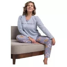 Pijama Mora Manga Larga Con Pantalón Línea Yamila .z462