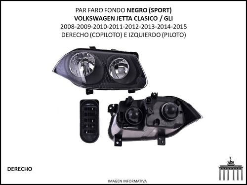 Volkswagen Jetta Clasico Gli Par Faro F/negro 2008-2015 Foto 2