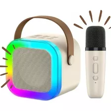 Caixinha De Som Bluetooth C/ Microfone, Karaokê Infantil Led Cor Branco 5v