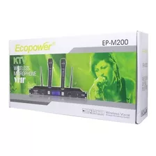 Microfone Ecopower Ep-m200 Vhf / Wireless / Com 2 Microfones