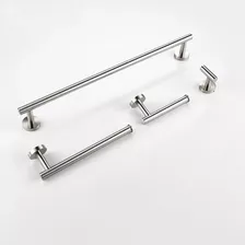 Kit 4 Acessórios Banheiro Aço Inox Escovado Toalheiro Pesado