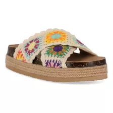 Sandalia Casual Dama Piso Nude Multicolor Tejida 451-00