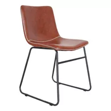 Cadeira Oxford Conhaque Aço Couro 85x50x54cm Fratini