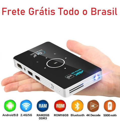 4k Mini De Bolso Wifi Projetor Bluetooth Hd Led Frete Grátis