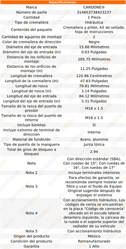 1- Cremallera Direccin Compass 2007/2017 Cardone Reman Foto 5