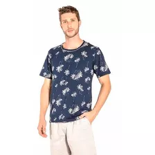Pijama Masculino Moderno Azul Estampado Marca Podiun 8066