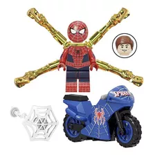 Boneco Blocos De Montar Homem Aranha Moto Teia Cromada Red