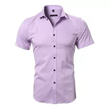 Camisas De Vestir Wine Bamboo Para Hombre, Manga Larga, Casu